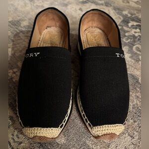 Tory Burch Black Espadrille Slip on Sneakers (Fabric is Soft & Stretchy)